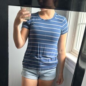 blue striped shirt